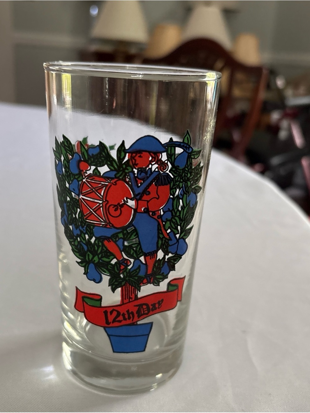 USA Vintage Indiana Glass 12 Days Christmas 12 Drummers Drumming